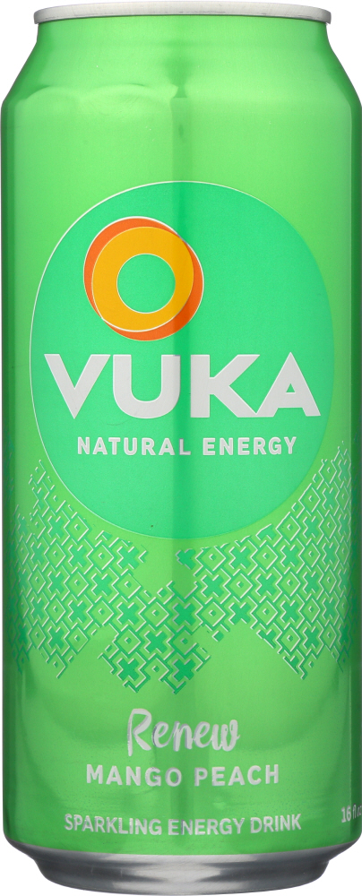 VUKA: Energy Drink Renew Mango Peach, 16 oz - 0850945002023