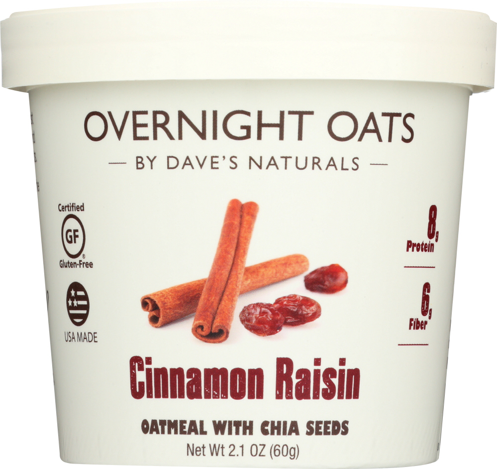 DAVES GOURMET: Oats in Cup Cinnamon Raisin, 2.1 oz - 0850973007038