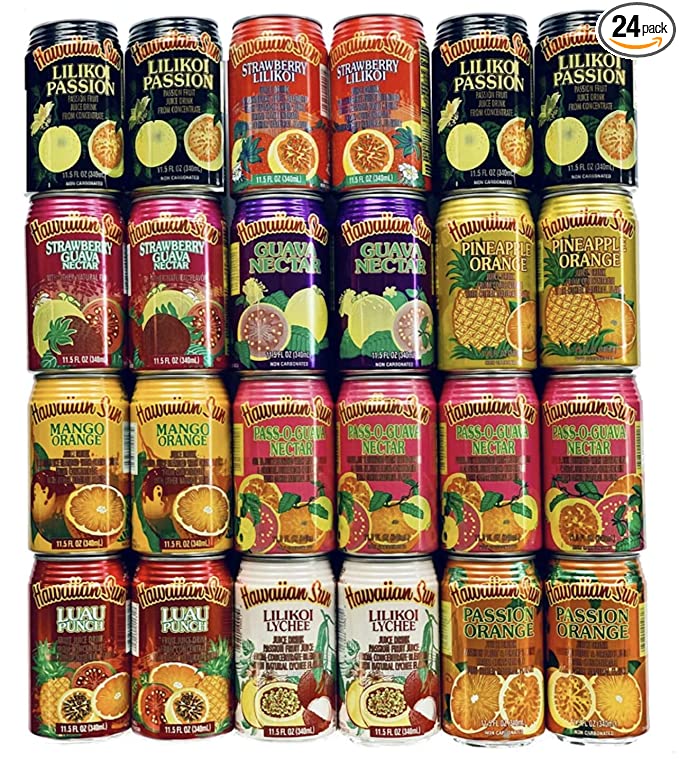  Hawaiian Sun Premium Tropical Juice Drink Party Bundle of 10 Assorted Flavors (24 Cans Total)  - 851057008354