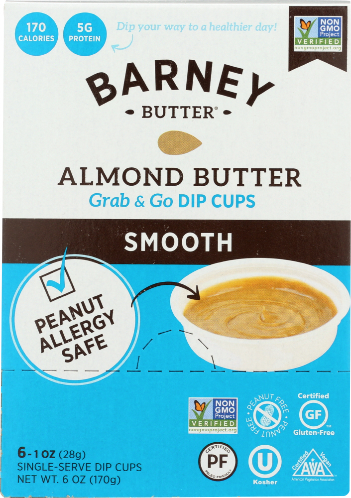 BARNEY BUTTER: Almond Butter Smooth Dip Cups 6 Pack 6 Oz - 0851065007233