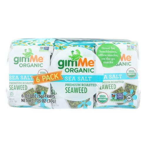 Gimme Seaweed Snacks Organic Roasted Seaweed Snack - Sea Salt - Case Of 8 - 6/.17 Oz - 851093004198