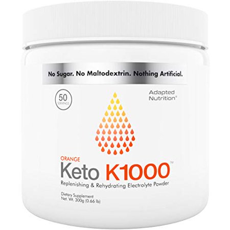 Keto K1000 Electrolyte Powder Boost Energy & Beat Leg Cramps No Maltodextrin or Sugar No Ingredients from China Delicious Orange, Lighter Stevia Taste 50 Servings - 851173007231