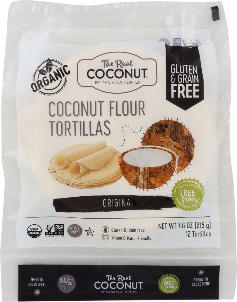 THE REAL COCONUT: 12 Coconut Flour Tortillas, 7.6 oz - 0851186007501