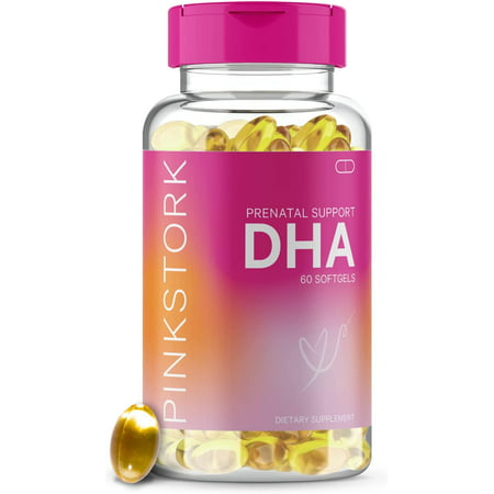 Pink Stork DHA: Prenatal DHA: Omega 3 + Fish Oil 60 Capsules - 851204007292