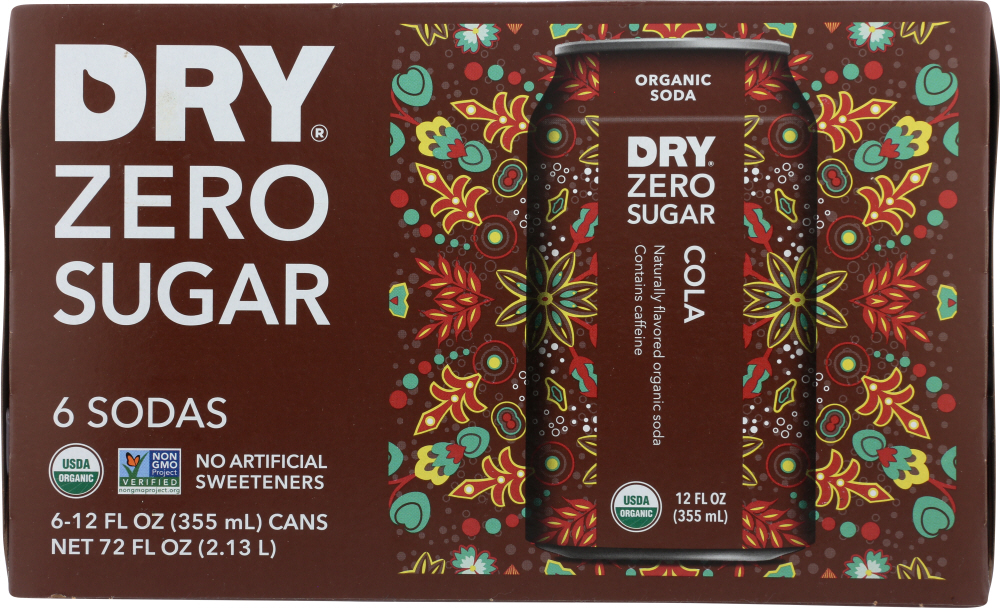 DRY SODA: Zero Sugar Soda Cola 6-12 fl oz, 72 fl oz - 0851280008015