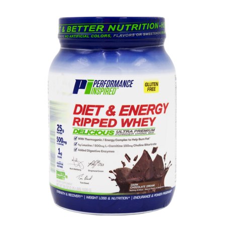 Performance Inspired Diet & Energy Whey Protein - 25G of Clean Protein - Powerful Formula with Added 500mgs of L-Carnitine – Leucine – Digestive Enzymes - G-Free – 1g Sugar - Dark Chocolate – 2.25 LBS - 851324007141