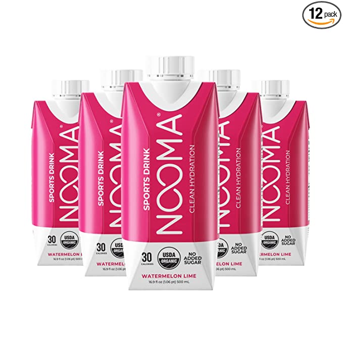  NOOMA Organic Electrolyte Sports Drink | Electrolyte Drink with Organic Coconut Water | Workout Hydration Drink with No Added Sugar | 30 Calories | Pack of 12 Sports Drinks (16.9oz) | Watermelon Lime  - 851373005303