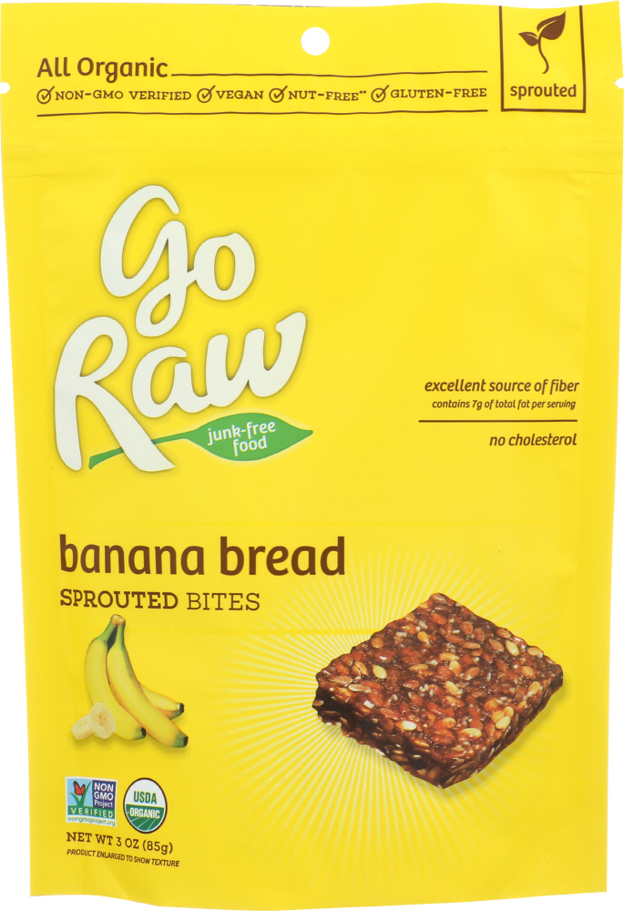GO RAW: Organic Sprouted Bites Banana Bread, 3 oz - 0851489003330