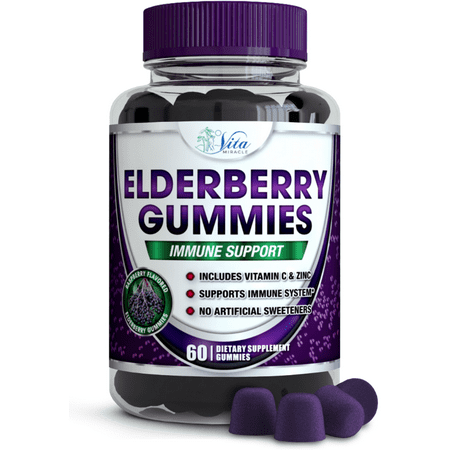 Elderberry Gummies Sambucus Organic with Vitamin C and Zinc for Adults and Kids - 851614007691