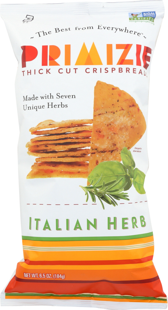 PRIMIZIE SNACKS: Thick Cut Crispbreads Classic Italian 7-Herb Blend, 6.5 oz - 0851619004015