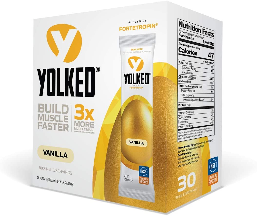 YOLKED - Clinically Tested and NSF-Certified All Natural Muscle Building Supplement - Increase Lean Muscle, Reduce Muscle Loss, and Improve Recovery with Protein’s Perfect Partner, 30 Servings (B07MGV42ZW) - 851701006460