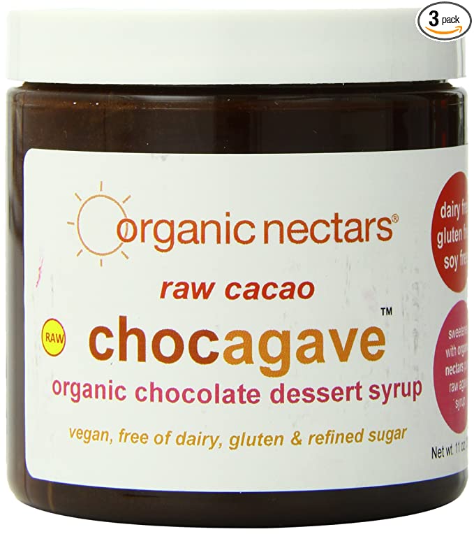 Organic Nectars Organic Raw Cacao Chocagave Organic Chocolate Dessert Syrup, 11-Ounce Jars (Pack of 3) - 851706001781