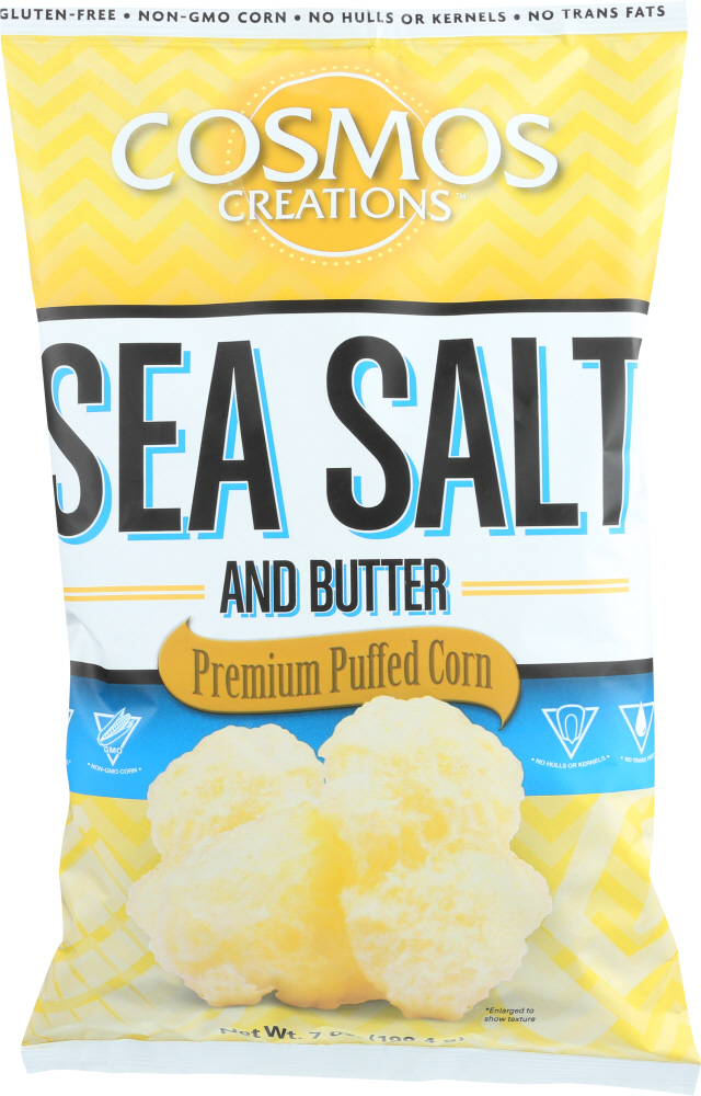 COSMOS CREATIONS: Gluten Free Sea Salt & Butter Premium Puffed Corn, 7 oz - 0851710001708