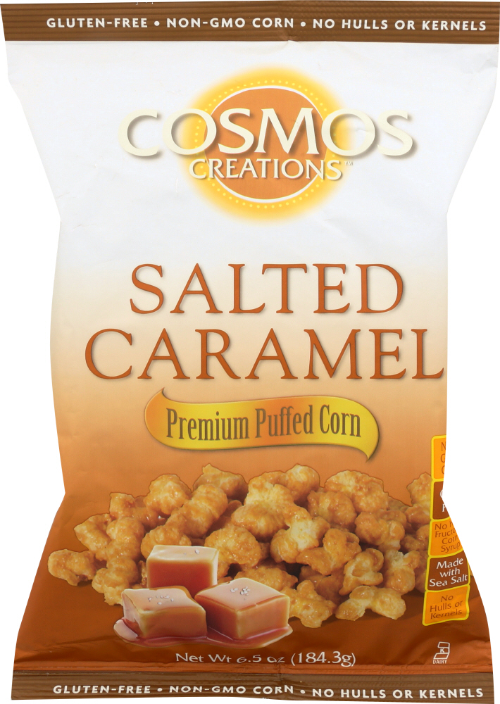 COSMOS CREATIONS: Gluten Free Salted Caramel Premium Puffed Corn, 6.5 oz - 0851710001821