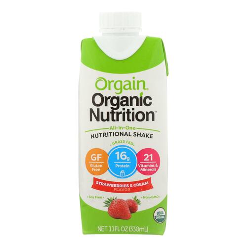 Orgain Nut Shake - Organic - Strawberry & Cream - Case Of 3 - 4/11 Fl Oz - 0851770003070
