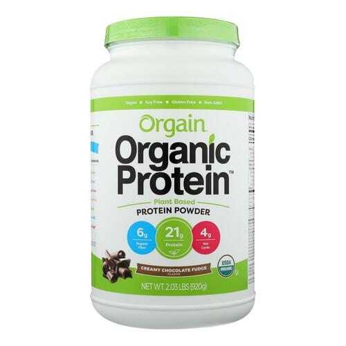 ORGAIN: Organic Protein Plant Based Powder Creamy Chocolate Fudge, 2.03 lb - 0851770003179