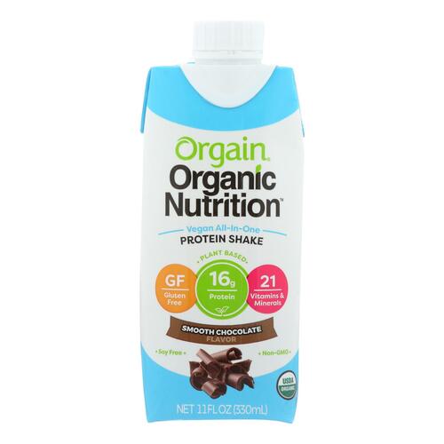 ORGAIN: Organic Vegan Nutritional Shake Smooth Chocolate, 11 oz - 0851770003193