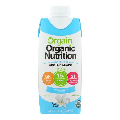 Orgain Organic Nutritional Shakes - Sweet Vanilla Bean - Case Of 12 - 11 Fl Oz. - 0851770003209