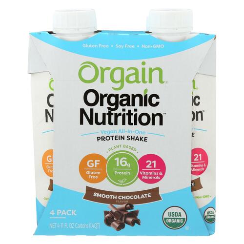 Orgain Organic Vegan Nutrition Shakes - Smooth Chocolate - Case Of 3 - 4/11 Fz - 851770003322