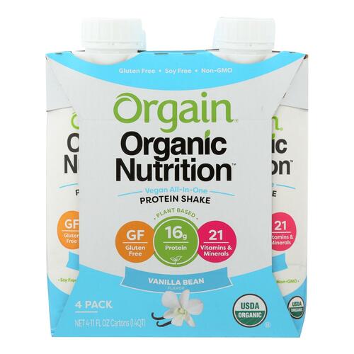 Orgain Organic Vegan Nutrition Shakes - Vanilla - Case Of 3 - 4/11 Fz - 851770003339