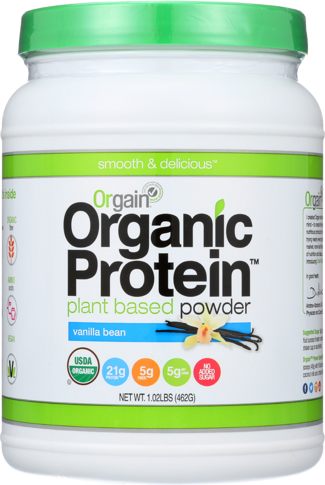 ORGAIN: Protein Powder Vanilla Bean, 1.02 lb - 0851770003926