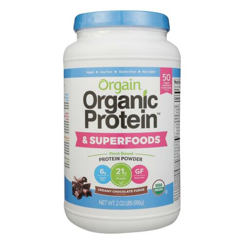 ORGAIN: Organic Protein & Superfoods Creamy Chocolate Fudge Powder, 2.02 lb - 0851770006866