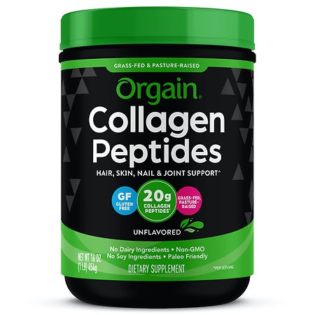 Orgain Hydrolyzed Collagen Peptides Powder, 20g Grass Fed Collagen - Hair, Skin, Nail, & Joint Support Supplement, Paleo & Keto, Non-GMO, Type I and III, 1lb (Packaging May Vary) (B07BL69CD2) - 851770007276