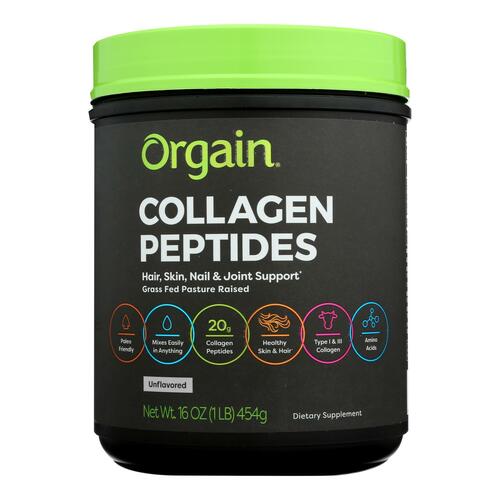ORGAIN: Collagen Peptides Powder Organic Grass Fed, 1 lb - 0851770007276