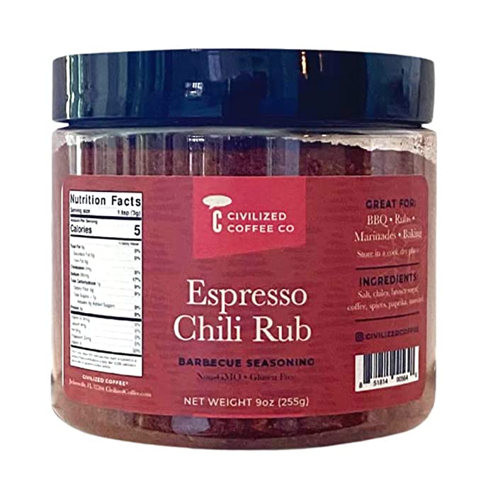 Civilized Coffee Espresso Chili Rub, Barbecue and Steak Seasoning, Non-GMO and Gluten-Free (9oz) - 851814005640