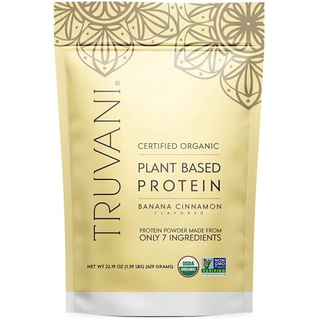 Truvani Plant Based Protein Powder USDA Certified Organic, Vegan, Non-GMO, Gluten Free Protein Powder 20 Servings Banana Cinnamon - 851856008203