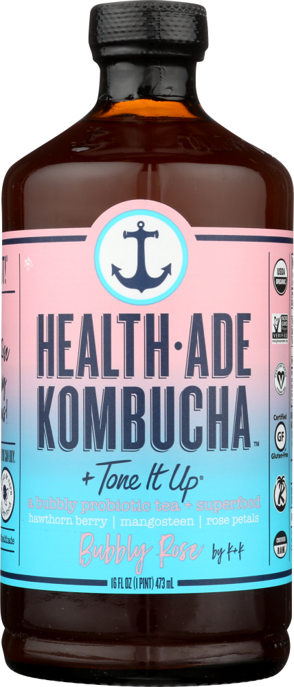 HEALTH ADE: Bubbly Rose Kombucha, 16 oz - 0851861006065