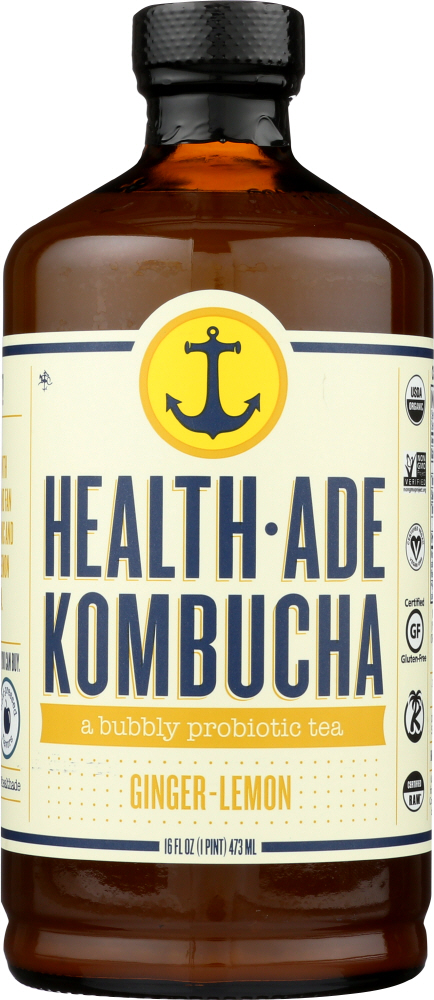 HEALTH ADE: Ginger Lemon Kombucha, 16 oz - 0851861006096
