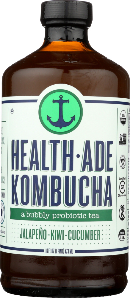 HEALTH ADE: Jalapeno Kiwi Cucumber Kombucha, 16 oz - 0851861006287