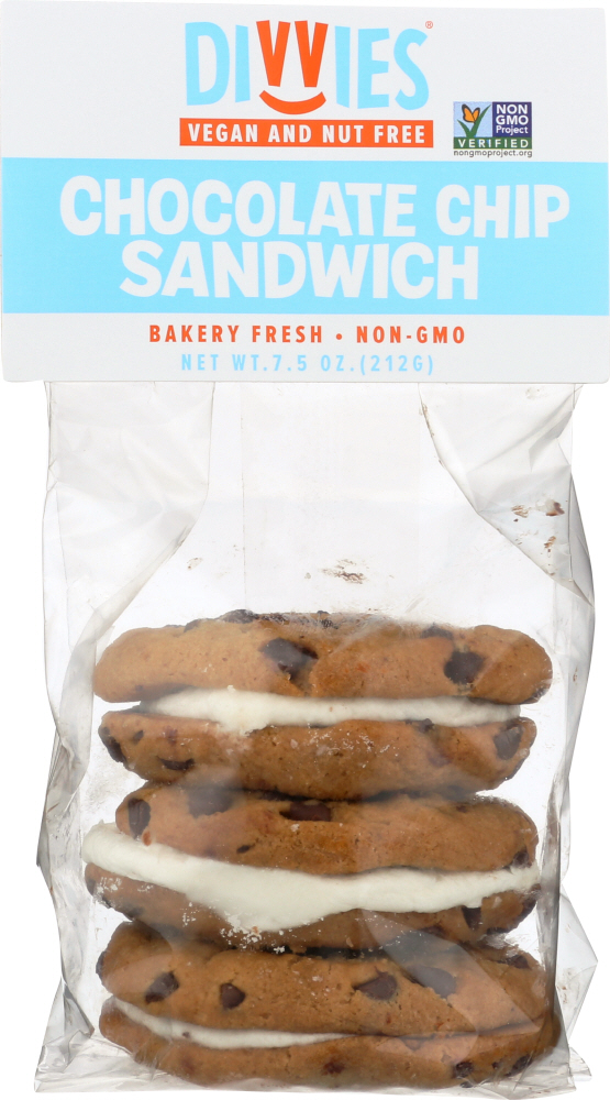 DIVVIES: Chocolate Chip Cookies Sandwich, 7.5 oz - 0852211001785