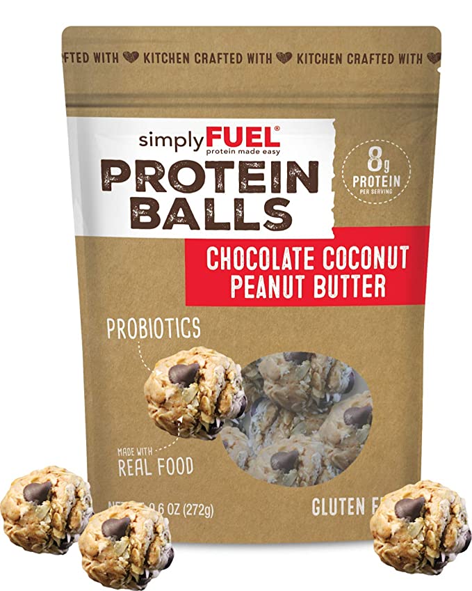  simplyFUEL Chocolate Coconut Peanut Butter Protein Balls | 1 Pack of 12 Balls | Gluten Free | Probiotic + High Protein Whole Food Snack | Certified Organic Ingredients | 8 g Whole Food Protein  - 852261007027