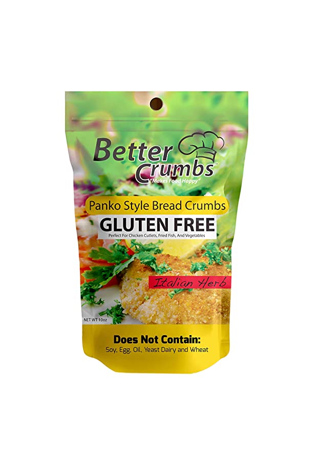  Better Crumbs Panko Bread Crumbs | Crispy Air Baked Gluten free Kosher Certified Panko Style Bread Crumbs Italian Herb Flavor | Resealable Packaging 10oz [Pack of 2]  - 852291004447