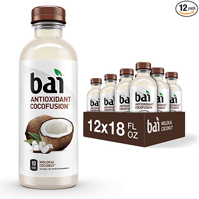  Bai Coconut Flavored Water, Molokai Coconut, Antioxidant Infused Drinks, 18 Fluid Ounce Bottles, (Pack of 12)  - 767563876847