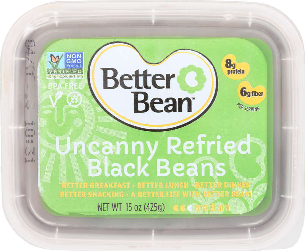 BETTER BEAN: Uncanny Refried Black Beans, 15 oz - 0852405002017