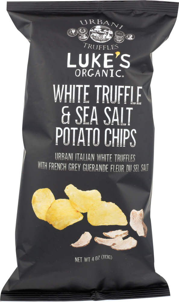 LUKE’S ORGANIC: White Truffle & Sea Salt Potato Chips, 4 oz - 0852406003228