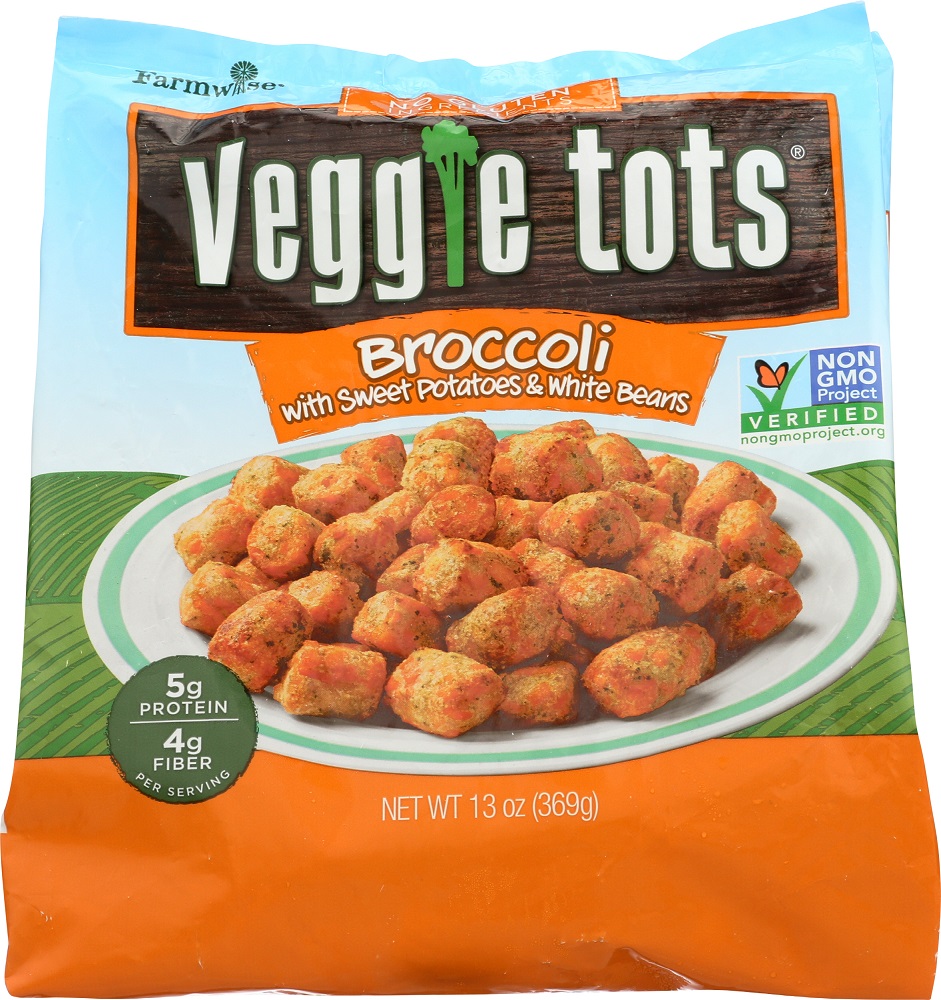 VEGGIE FRIES: Veggie Tots Broccoli with Sweet Potato and White Beans, 13 oz - 0852513005122