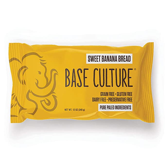  Base Culture Sweet Banana Bread, Large Size | Delicious 100% Paleo, Gluten, Grain, Dairy, and Soy Free (4g Protein Per Loaf, 1 Count)  - 852537005696