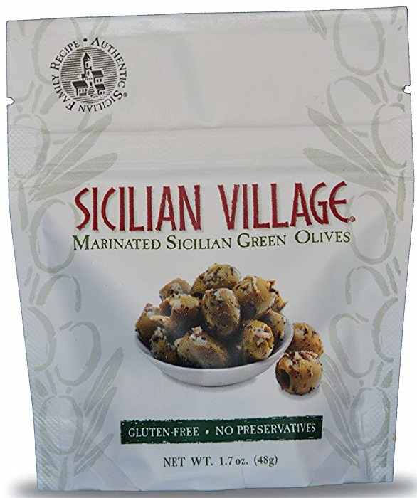 SICILIAN VILLAGE: Olives Green Marinated, 1.7 oz - 0852626006009