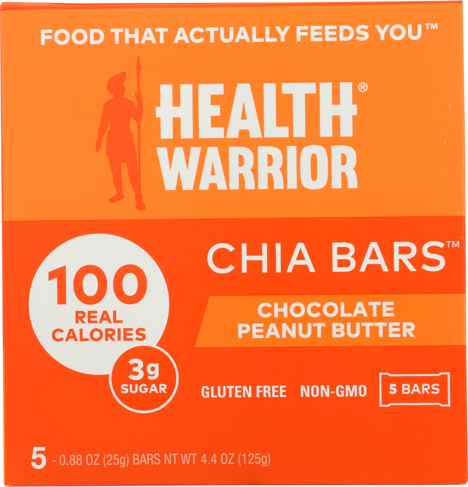 Health Warrior: Chocolate Peanut Butter Chia Bar, 4.40 oz - 0852684003316