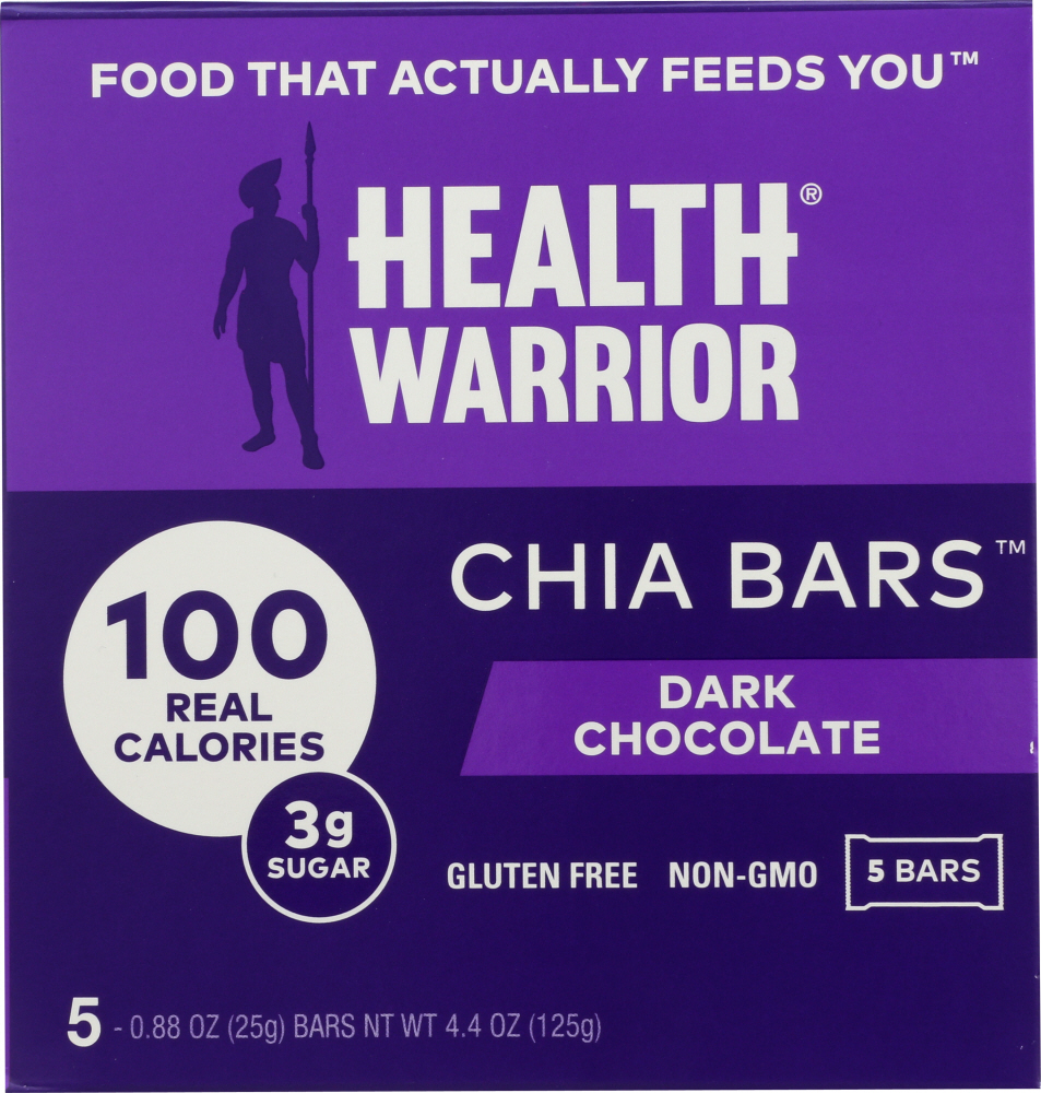 HEALTH WARRIOR: Dark Chocolate Chia Bar 5 Count, 4.40 oz - 0852684003644
