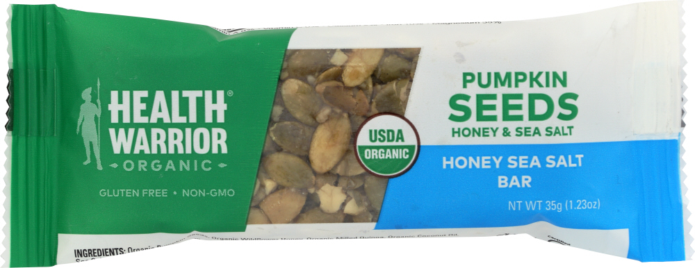 HEALTH WARRIOR: Organic Honey Sea Salt Pumpkin Seed Bar, 1.23 oz - 0852684003934