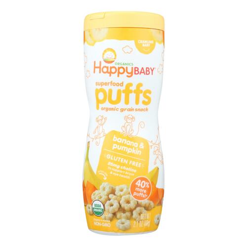 HAPPY BABY: Organic Puffs Banana & Pumpkin, 2.1 oz - 0852697001194