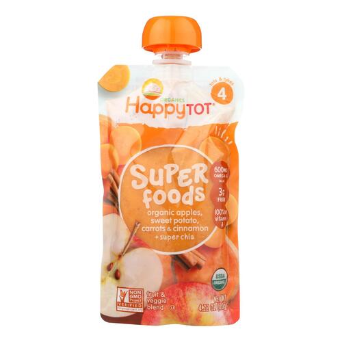 Happy Baby Happytot Organic Superfoods Sweet Potato Apple Carrot And Cinnamon - 4.22 Oz - Case Of 16 - 0852697001286