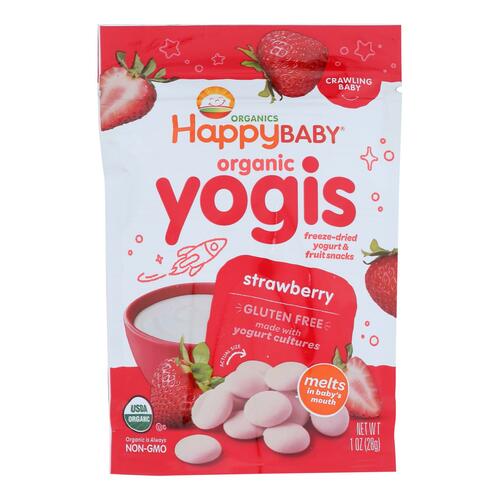 HAPPY BABY: Organic Yogis Yogurt and Fruit Snacks Strawberry, 1 oz - 0852697001477