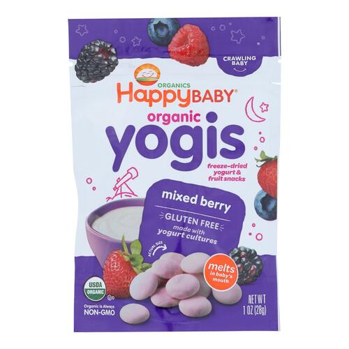 HAPPY BABY: Organic Yogis Yogurt and Fruit Snacks Mixed Berry, 1 oz - 0852697001484
