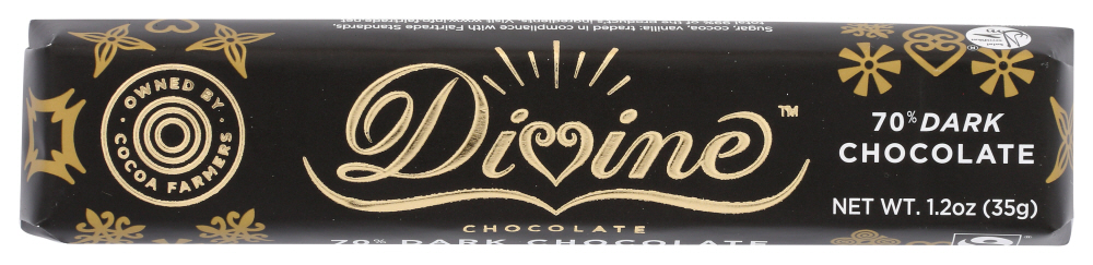 Divine - Snack Bar Dark Chocolate 70% - Case Of 18 - 1.2 Oz - 852749004395